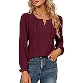 Blooming Jelly Womens Tops Dressy Casual Long Sleeve Shirts V Neck Chiffon Blouses Fall Outfits for Women 2025