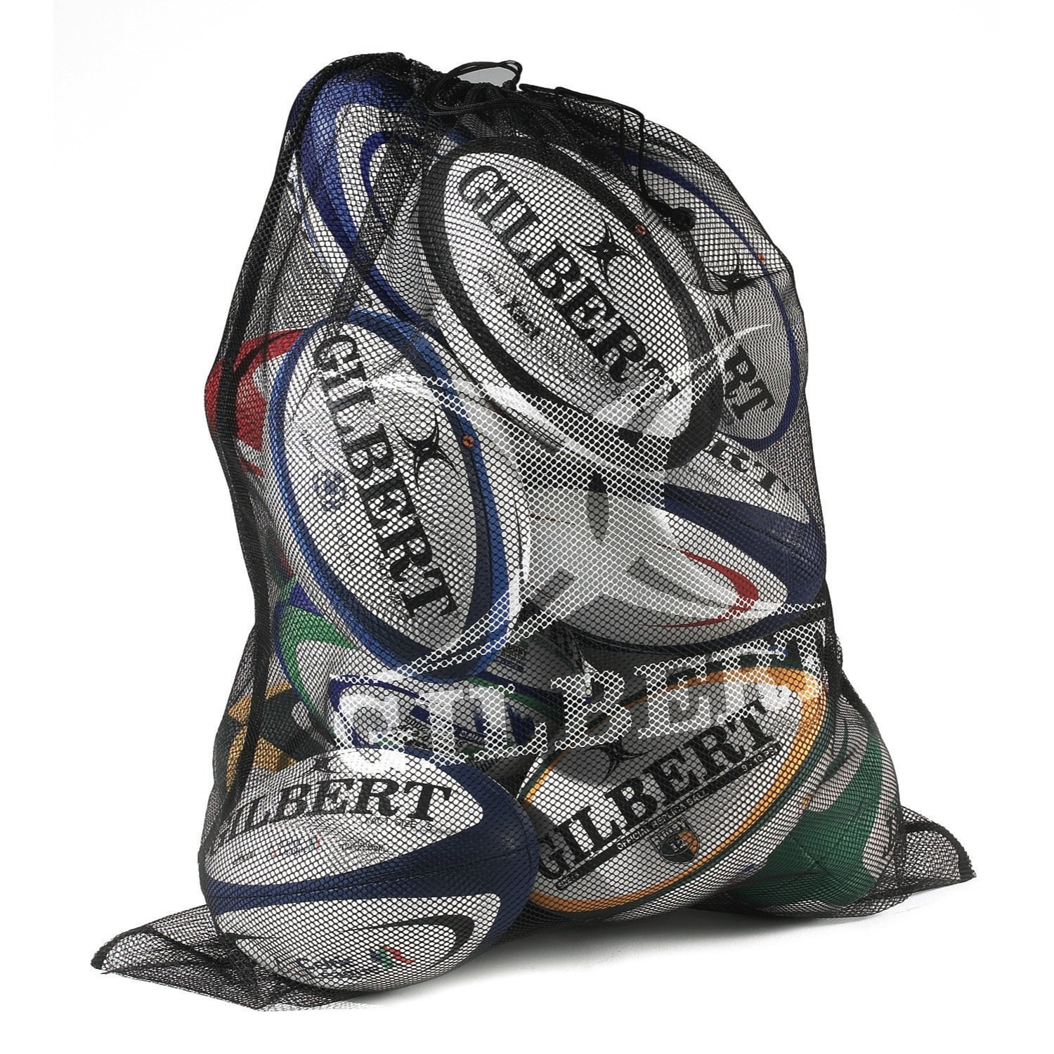 Gilbert Fine Mesh Rugby Ball Bag, Black, One Size