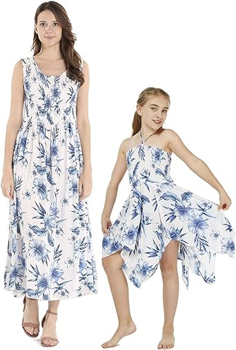 mom and daughter matching hawaiian dresses