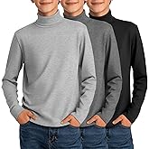 LessonZoo 3 Pack Boys Turtleneck Tops Kids Long Sleeve Shirts Turtle Neck Pullover Undershirt Youth Basic Layer Warm Tops