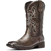 TruVeld Men's Western Cowboy Boots,Wide Square Toe Side Zipper | All-Day Comfort, No Break-In Period, Wide Feet Friendly, Easy On/Off Zipper, for Line Dancing &amp; Casual Daily Outings