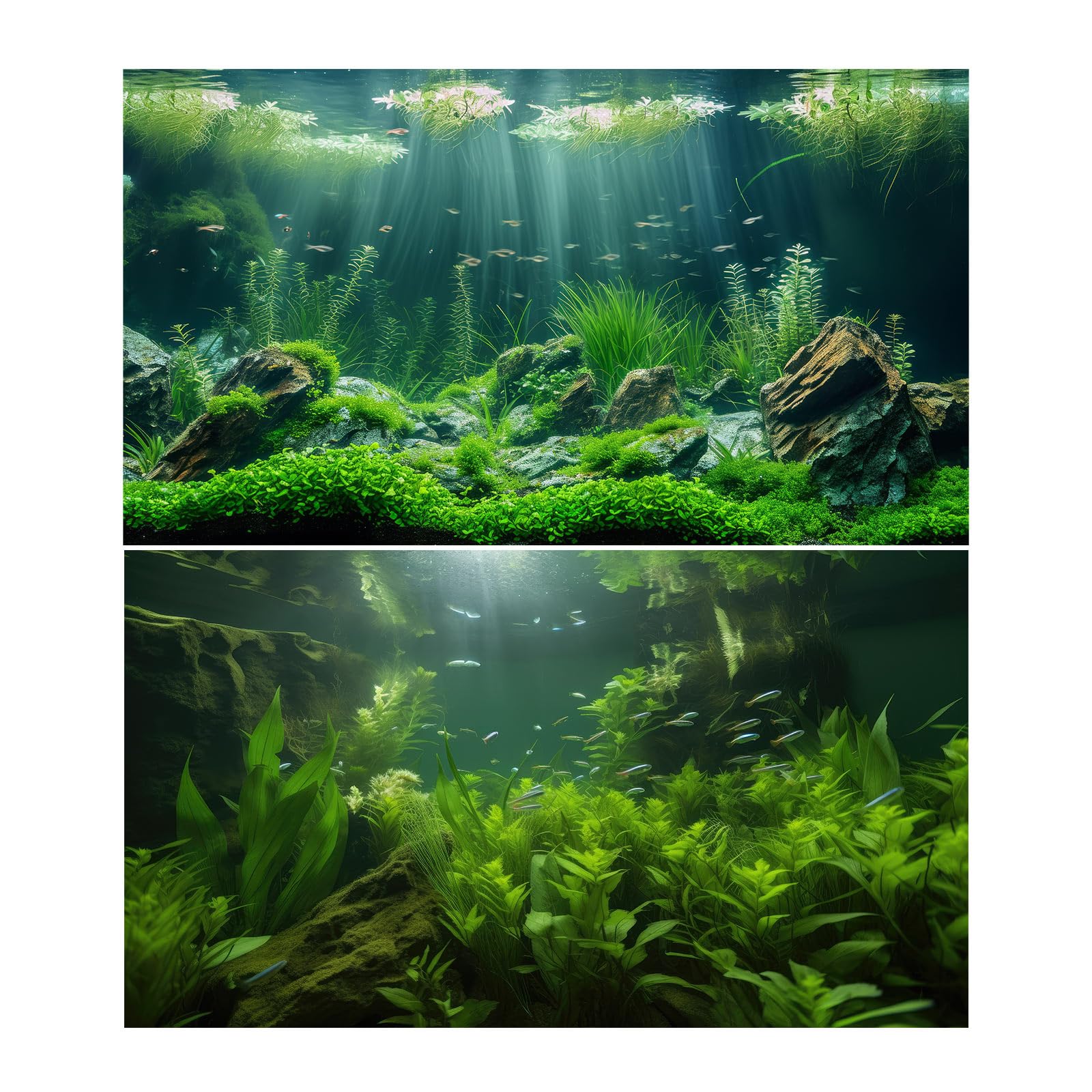 Photo 1 of 2 Packs Underwater Aquarium Background Lush Green Aquatic Plants Fish Tank Background Undersea Stone with Moss Tropical Reptile Tank Backgrounds Under The Sea World Aquarium Backgrounds 36x20in