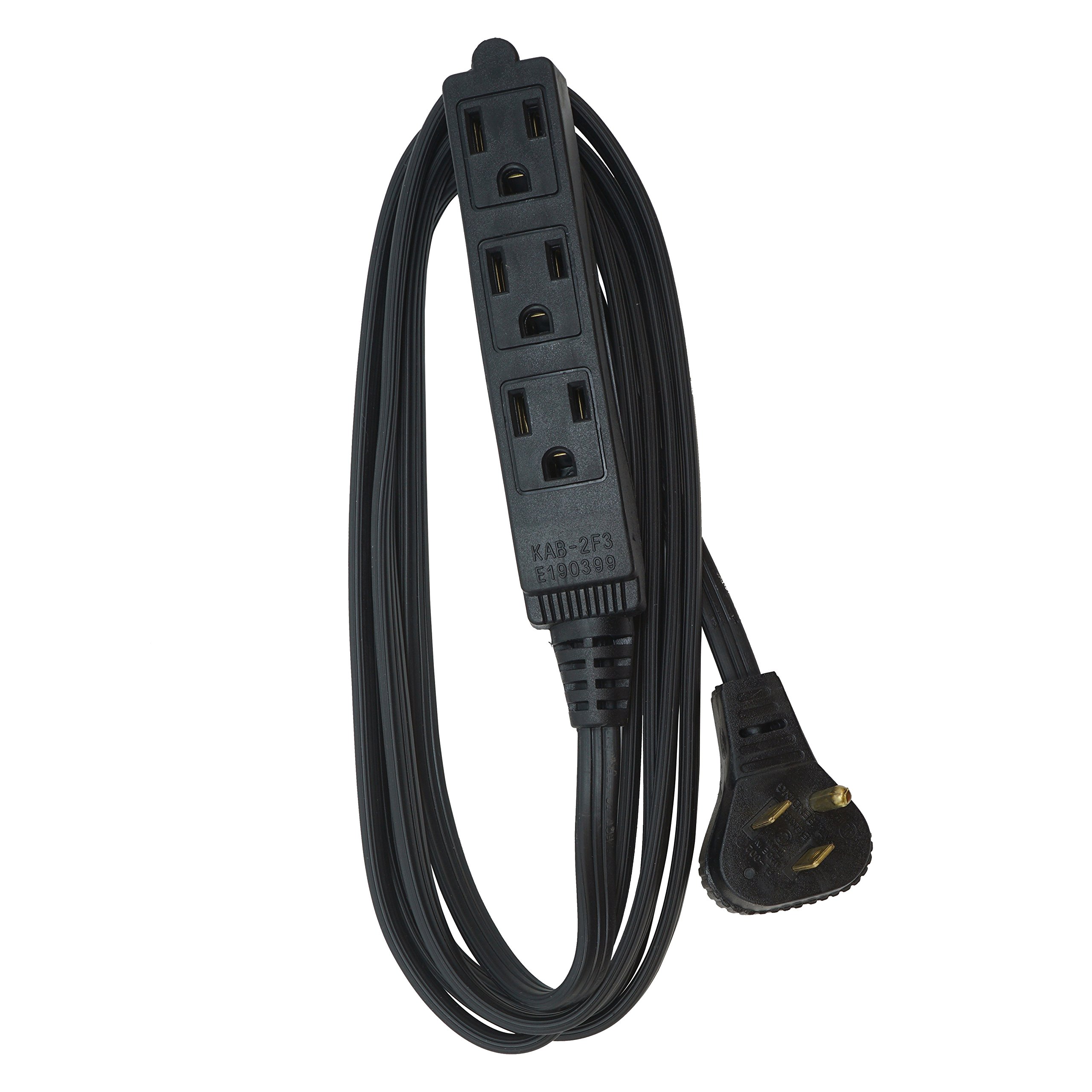 SlimLine 2243 Flat Plug Extension Cord, 3Wire, 8Foot, Black