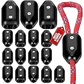 VioraWhite 16 Pcs Rope Clamps, Reusable Rope Clamp 3/8 Inch Black Plastic Cord Connector Suitable for 7-8 mm Nylon or Braided Cord