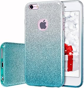 MATEPROX iPhone 6s Case iPhone 6 Case Glitter Slim Bling Crystal Clear 3 Layer Hybrid Protective Case for iPhone 6s/6 4.7 inch (Gradient Green)