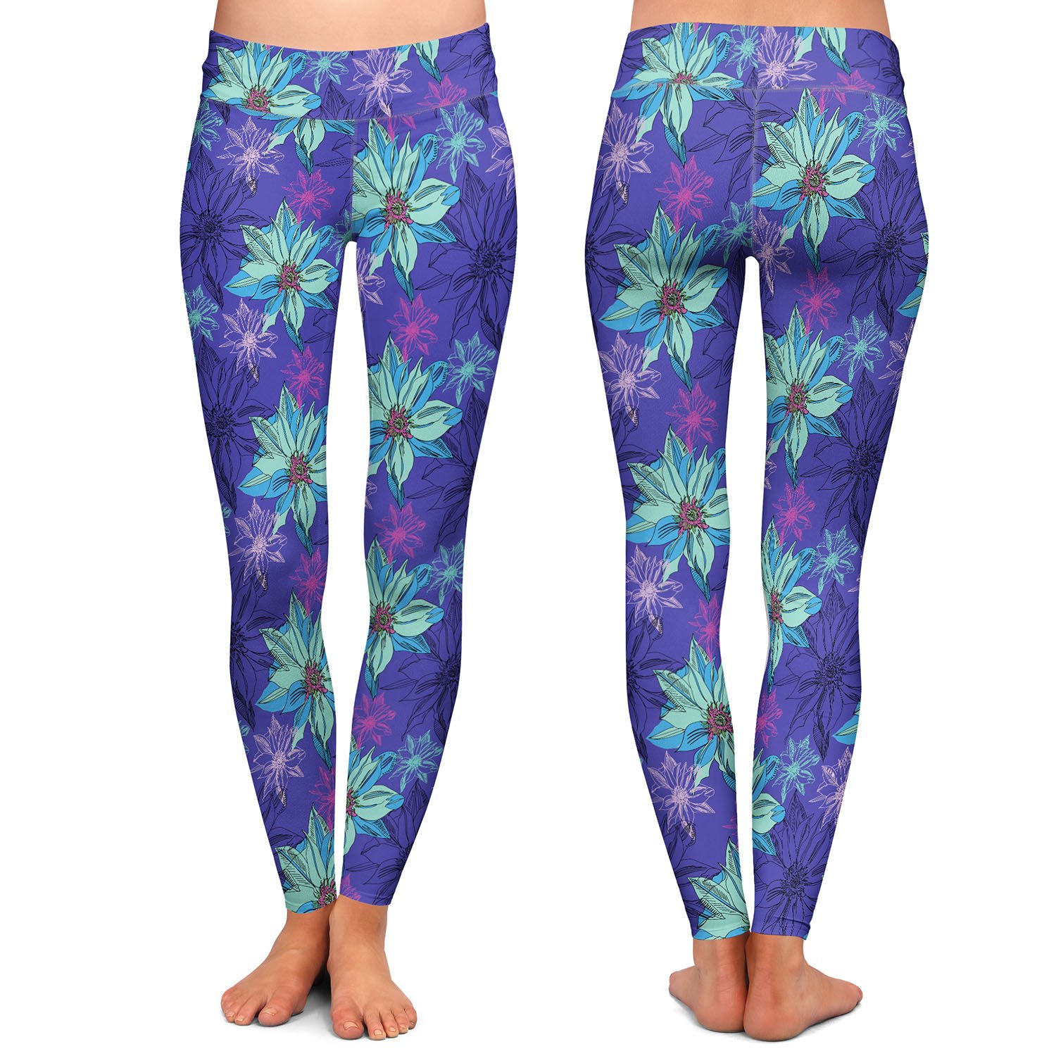 Incredible Discounts Athletic Yoga Leggings From Dianoche Designs By Yasmin Dadabhoy Shaded Flower Purple Blue Clothing Is Discounted Ceas Pe