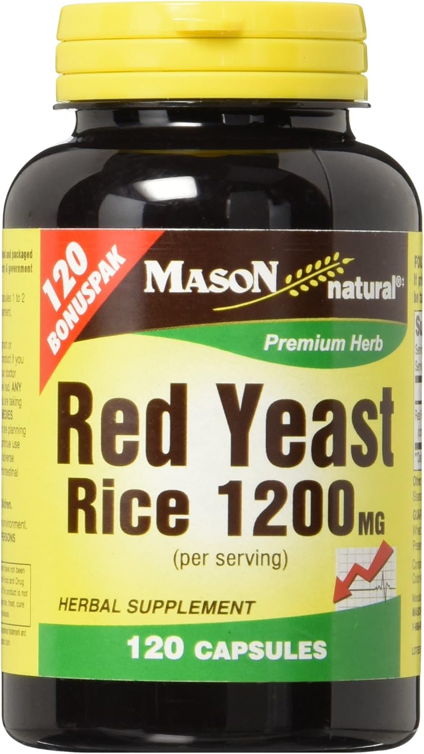 Mason Vitamins Red Yeast Rice 1200 mg Capsules, 120 Count: Health & Personal Care