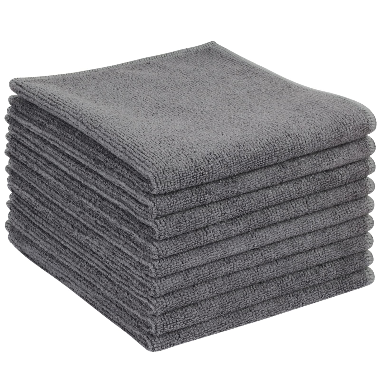 VIVOTE Microfiber Cleaning Cloth Kitchen Rags All-Purpose Washcloths No Lint 9 Pack 12 inch X 12 inch Gray