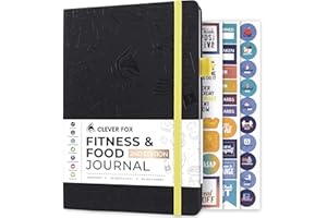 Clever Fox Fitness & Food Journal – Nutrition & Workout Planner for Women & Men – Diet & Gym Exercise Log Book with Calendars, Diet & Training Trackers - Undated, A5 Size, Hardcover (Black)