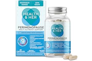 HEALTH AND HER Health & Her Perimenopause Supplement for Women – The UK’s No.1 Perimenopause Supplement - Multi-Nutrient Wellbeing Support for Early Stage of Menopause, Vegan, Gluten-Free, Non GMO (60 ct - 1 Month)