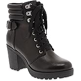 MIA Shoes Annamaria Womens Vegan Leather Combat Boots with Heel