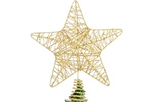 DERAYEE Christmas Tree Star Topper Decoration, Glittered Treetop Christmas Tree Decoration Seasonal Décor