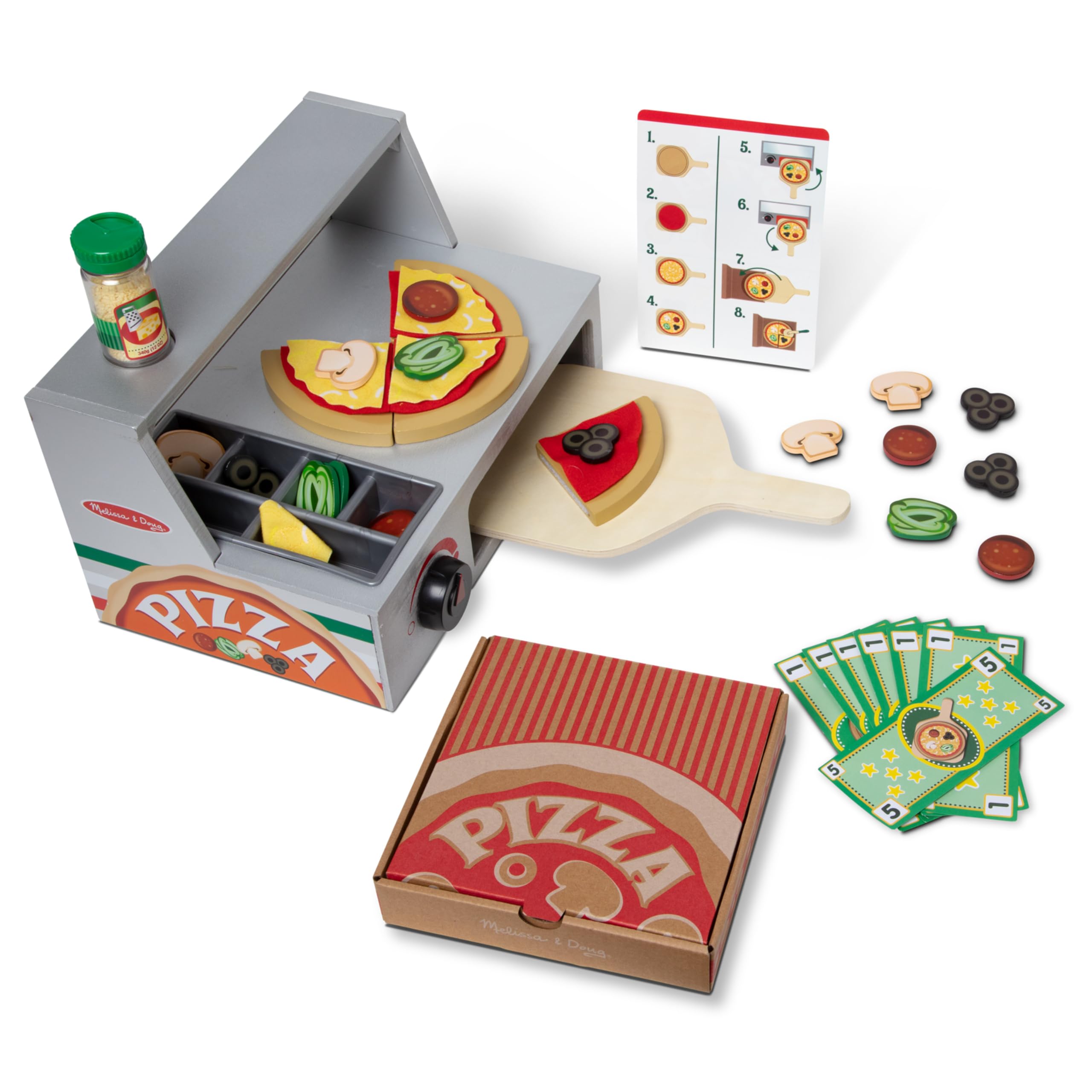 Melissa & Doug Top & Bake Pizza Counter Play Set | Pretend Play | Play Food | 3+ | Gift for Boy or Girl