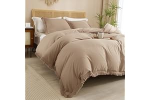 Smoofy 3Pcs Fringe Taupe Tassel Comforter Set Queen Boho Bohemian Cute Soft Tufted Microfiber Bedding Sets Modern Style for Men and Women (1Comforter + 2 Pillowcases)