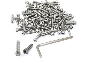 iexcell 100 Pcs #8-32 x 3/4" Stainless Steel 304 Hex Socket Head Cap Screws Bolts Kit