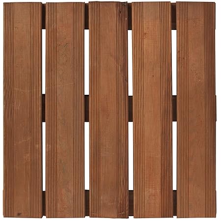 Terrassen-Fliesen Holzfliesen für den Balkon und Garten 50x50cm 1m² (4 Stück) | Holz-fliesen von Nordje® (braun - französisch