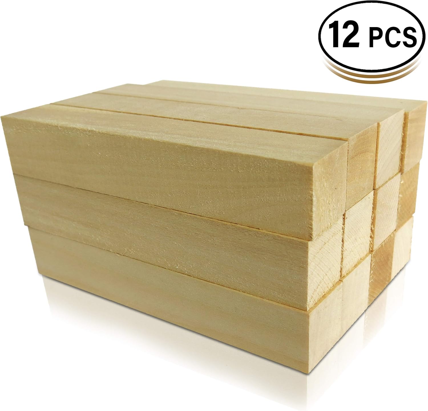 12 Pack Basswood Blocks 4 X 1 X 1 Inches Premium Soft Wood