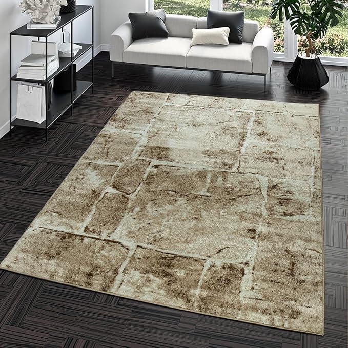 Rug Stone Floor Marble Effect Design Modern Living Room Rug Brown Top
