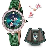 Women's Watch Butterfly Watches for Women Moving Butterflys Hands with Genuine Leather Strap Bee Watches for Women BLACK BY BLUE BRAVE Butterfly Lovers, Sapphire Crystal Glass combining Cubic Zirconia Stones and 3.5mm Synthetic Crystal Women's Wrist Watch