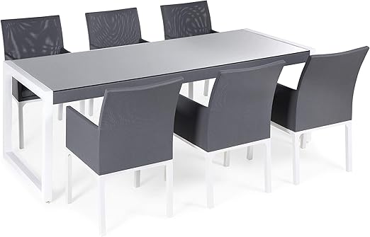 Exklusives Gartenmobel Set 6 Stuhle Aluminium Grau Weiss Bacoli Beliani Amazon De Kuche Haushalt