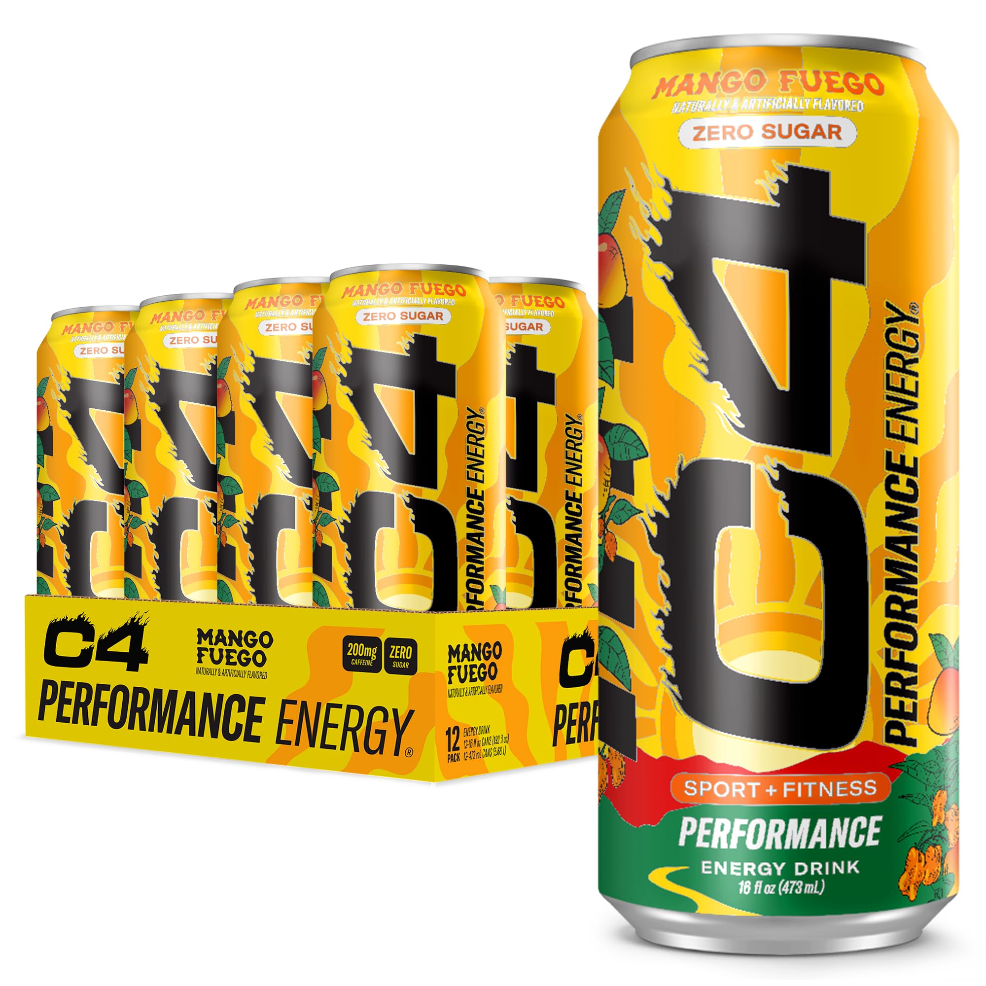 Cellucor C4 Performance Energy Drink - Mango Fuego, 16 Fl Oz Can Image