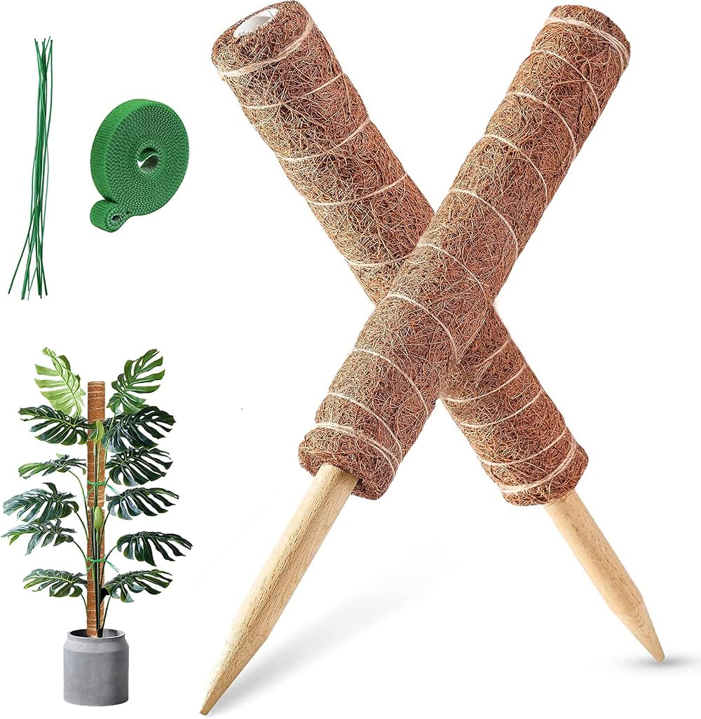 MABUSIYI Moss Pole 2-Pack 40CM Coir Moss Pole for Monstera Pothos Indoor