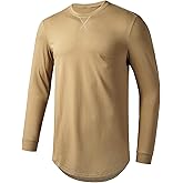 Mens Longline Gym Muscle Bodybuilding Tshirts Hipster Reflective Line Scallop Crewneck Tees Shirts Tops