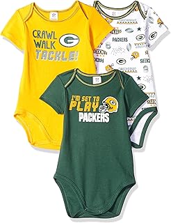 Amazon Com Nfl Green Bay Packers 3 Pack Short Sleeve Bodysuit Green Gold White Green Bay Packers 0 3 Months 137453160pkr03m 308 Clothing