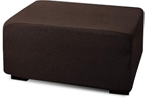 Argstar Jacquard Ottoman Covers Slipcover Rectangle for Living Room, Stretch Slipcover for Ottoman, Elastic Ottoman Slip Cover, Folding Storage Stool Furniture Protector (X-Large, Dark Brown)