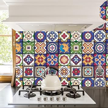 Amazon Com Arte Mexicano Azulejos Pegatinas Azulejos Pack De 16