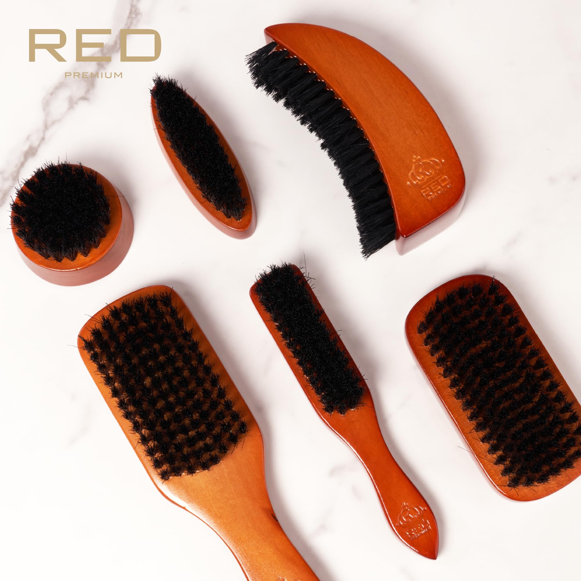 RED by Kiss Beard Brush with 100% Natural Boar Bristles for Men, Premium Wooden Brush, Beards Mustaches Grooming Shaving Comb, Tame and Soften Facial Hair (POCKET)