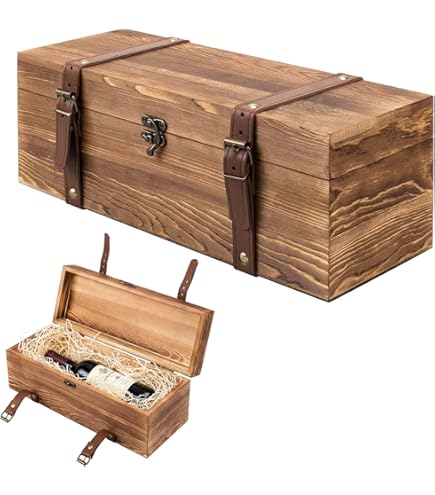 Caisse Boites à Vin En Bois, Boîte De Rangement Pour Bouteille De Vin, Vin Cadeau Emballage Boite En Bois Avec Couvercle Coulissant, Vin Cadeau Coffret En Bois Pour Anniversaire Mariage Crémaillère