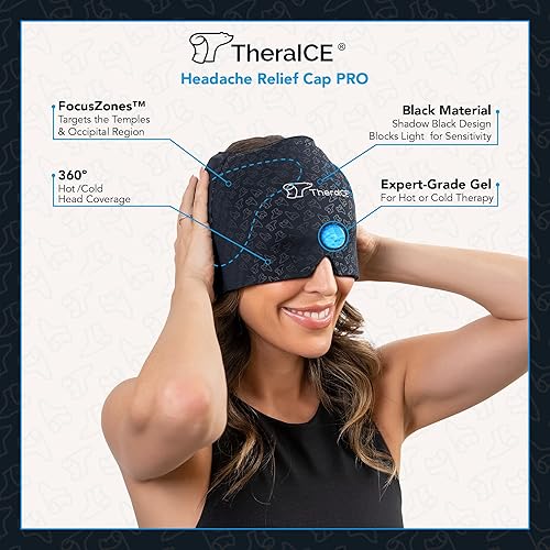 TheraICE Migraine Headache Relief Cap, Hot Cold Therapy Hat, Migraine  Relief Cap, Cool Gel Head Wrap, Headac