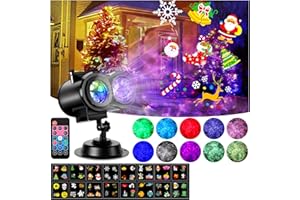 HAKUTA Halloween Decor Projector Lights Outdoor/Indoor, HD Wave Ocean Effect LED Projector with 16pc Slides Patterns and Remo