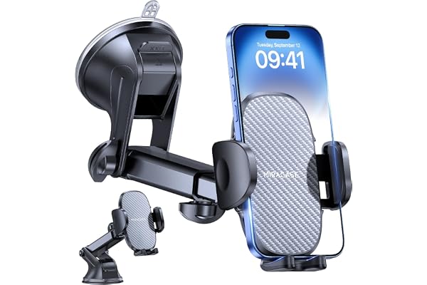 Miracase Phone Holder Car Mount:Universal Suction Cellphone Stand Brakect for Dashboard,Windshield,360 Rotating Carmount Acce