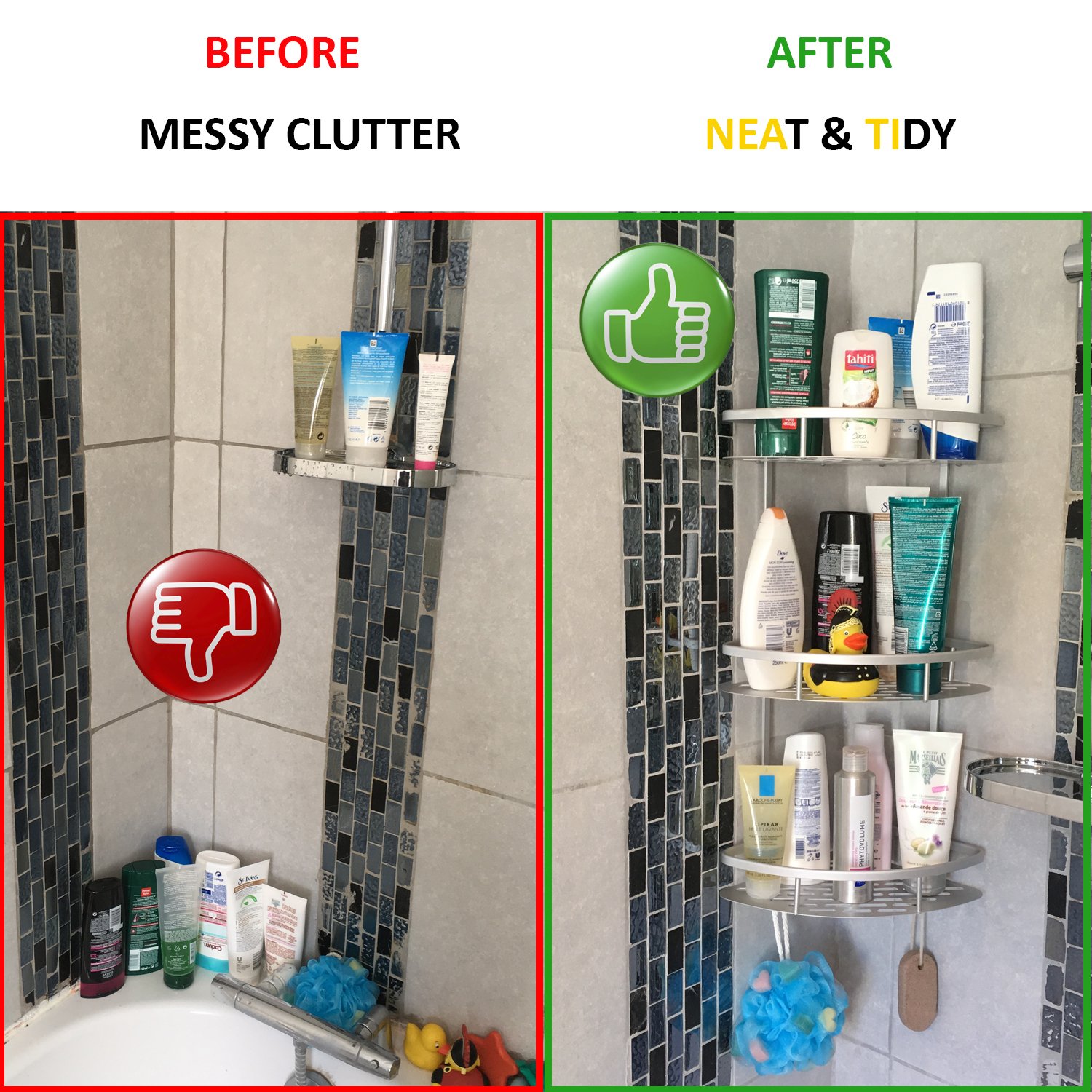 super starke Klebstoffe Dusche Eckregal Caddy 3 Etagen in Aluminium