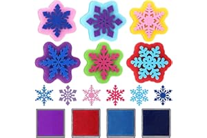 Noveread 36 Pcs Foam Christmas Snowflake Stamps with 4 Pcs Ink Pads EVA Painting Sponges Winter Holiday Foam Painting Stamps for DIY Kids Toddlers Adults Early Learning and Crafts Party Favors