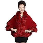 ELFJOY Bridal Faux Fur Shawl and Wraps for Weddings Faux Fur Coat Women Luxury Evening Dresses Fluffy Cape for Women