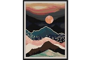 Svarog Stamped Cross Stitch Kits Beginners Full Range of Embroidery Patterns Starter Kits for Adult or Kids DIY Cross Stitches Needlepoint Kits 14CT-Mountains Valley Sun Nature 11.8x15.75 inch