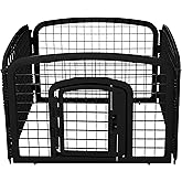鶹 Basics 4-Panel Plastic Pet Pen Fence Enclosure With Gate - 35 x 35 x 24 Inches, Black