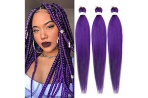 IIFLYDSFA Purple Braiding Hair Pre stretched 26 Inch 3 Packs Pre-stretched Braiding Hair EZ Braid Yaki Texture Synthetic Hair Extensions for Crochet Box Braids