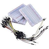 eBoot 3 Pieces 400-Point Solderless Circuit Breadboard with 65 Pieces M/M Flexible Breadboard Jumper Wires