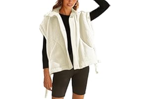 Yeokou Women's Fleece Vest Casual Sleeveless Button Down Winter Warm Sherpa Jacket with Pockets