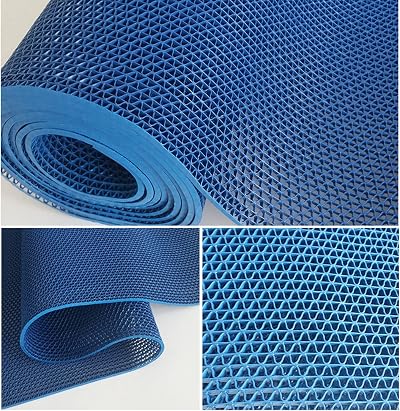 ybaymy Drainage Mats Non Slip 0.9x3m 5.5mm Blue PVC Anti Slip Floor Mat