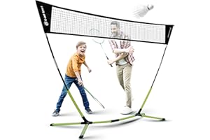 E-jet Badminton Net, Portable & Instant Setup (Tool Free Assembly) - Backyard Fun, Beach Park Picnic Outdoor Games, Green, 5.1 x 7.8Ft (EOB726402022)