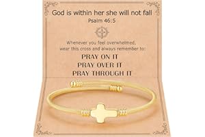 Eryuor God Is Within Her - Inspirational Cross Bracelet Bible Verses Religious Christian Gifts for Women Girls
