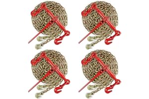 Towmavin 5/16"-3/8" Chain Binder, Working Load Limit 5,400lbs, G70, 5/16"×20ft Tow Chains, Safe Working Load: 4,700lbs, for Truck Flatbed Trailer Tie Down Hauling Logging