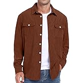 Askdeer Men's Corduroy Button Down Shirts Long Sleeve Casual Shacket Jacket Western Corduroy Shirt Jacket with Flap Pockets