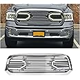 ECOTRIC Front Grill Compatible with 2013-2018 Dodge RAM 1500 (Chrome W/Light) Big Horn Hood Grille Replacement Shell