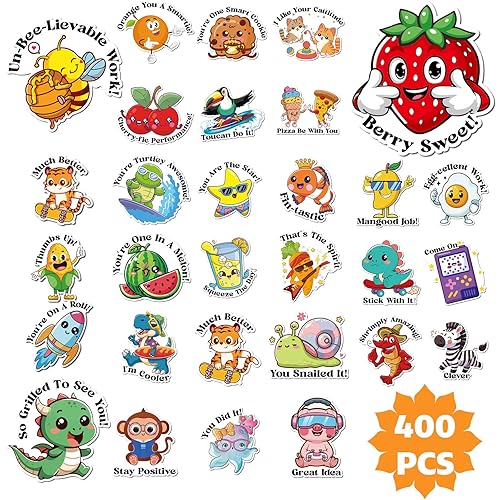 Kalysky 400PCS Reward Stickers for Kids, Waterproof Water Bottle Sticker,Bulk Vinyl Stickers, School Classroom Supplies Gifts for Students Teachers